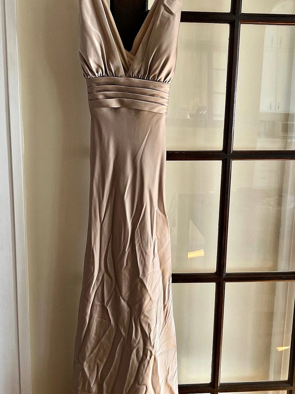 Kennedy Blue Emery - Taupe Satin Maxi Dress Size 6